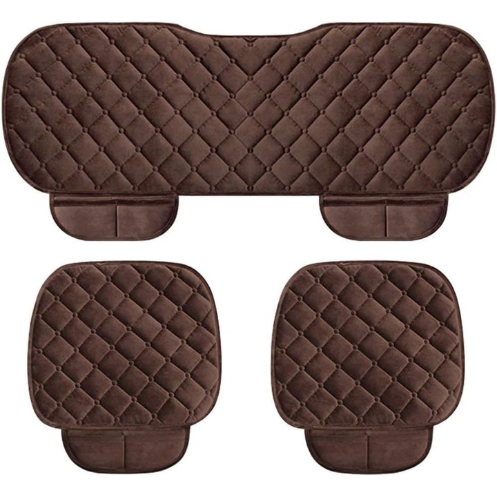 Автомобилна подложка за седалка Калъфи за седалки Възглавници за седалки Покривало за кола Автомобилни подложки за седалки - Неплъзгащи се/Меки [Без облегалка] - 2 калъфа за предни седалки и 1 калъф за задна седалка