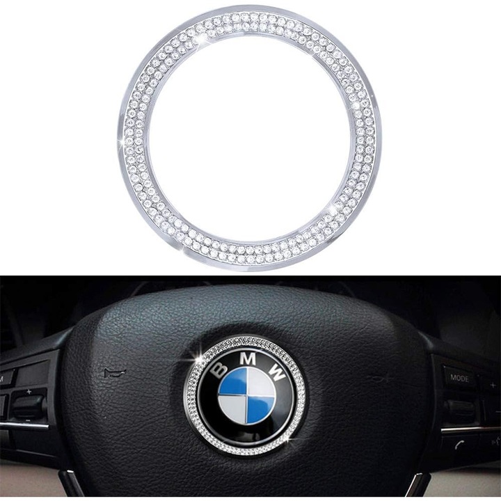HERUSI kormánykerék burkolat matrica, ezüst alumínium BMW 3er 5 6 7 X3 X5 X6