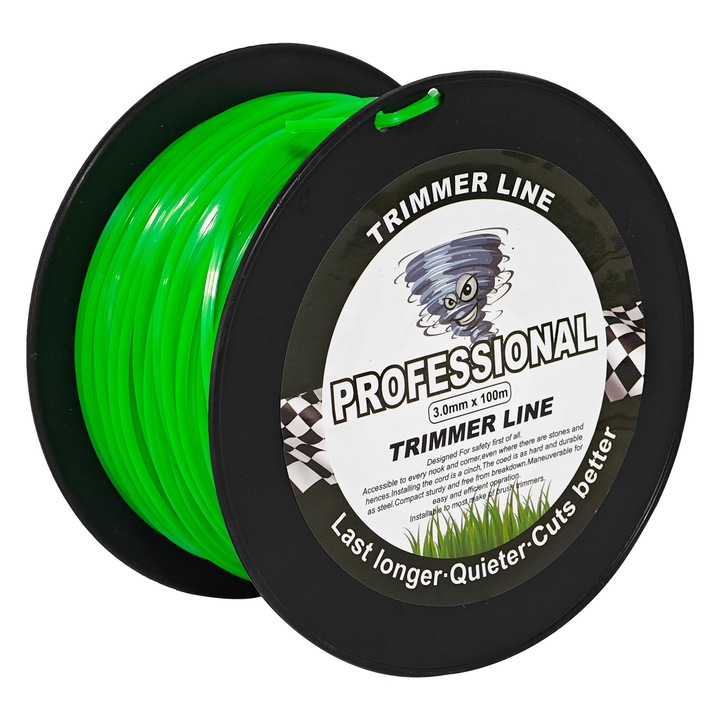 Bobina cu fir nailon pentru motocoasa, profil patrat, 3mm X 100 Mt