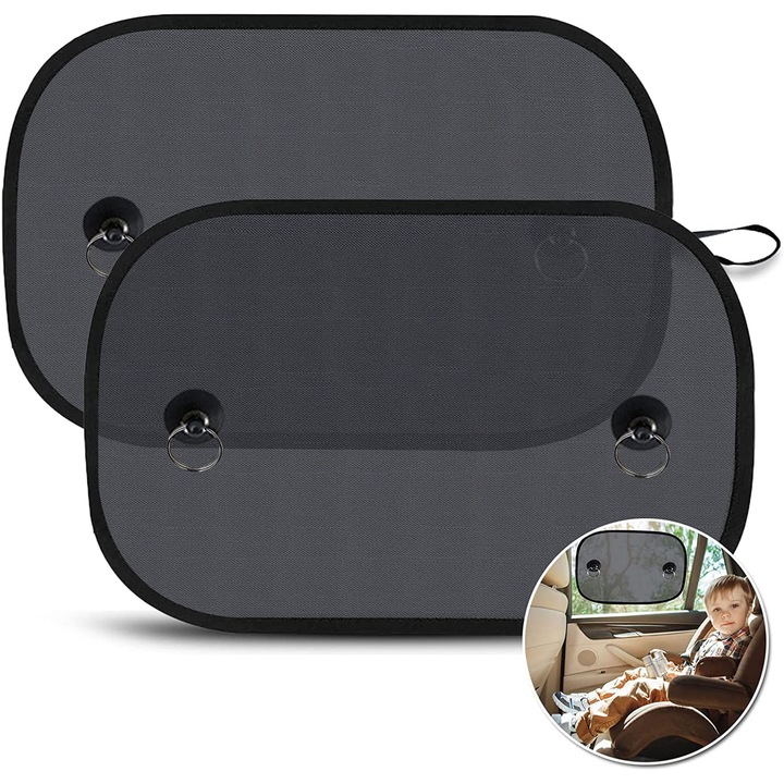 Сенник за кола за бебета, Сенник за кола за деца с UV защита, Универсален сенник за странични прозорци, Сенник за прозорец за деца с вендузи, 50 x 30 см (2 броя)