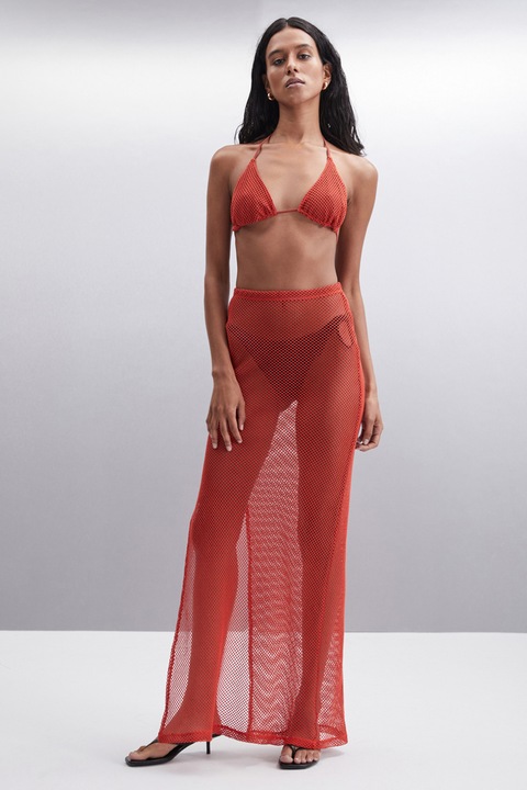 GRIMELANGE, Fusta lunga cu talie inalta, Caramiziu