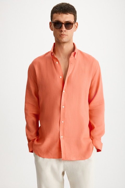 GRIMELANGE, Camasa regular fit din amestec de in Hendra, Roz somon