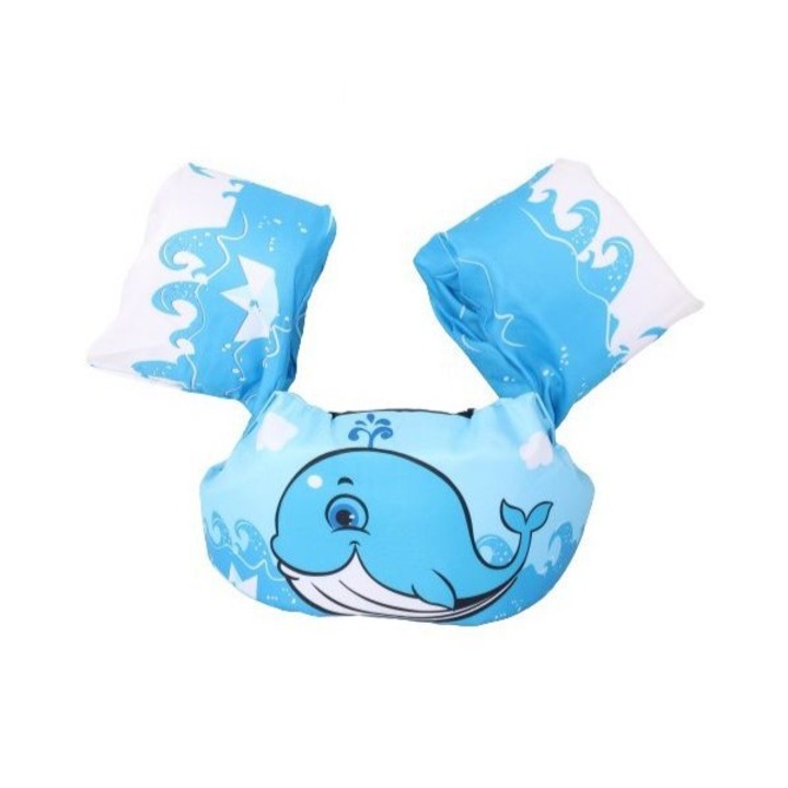 Спасителна жилетка за деца с плувни плавници, десен Flippy, Blue, Whale