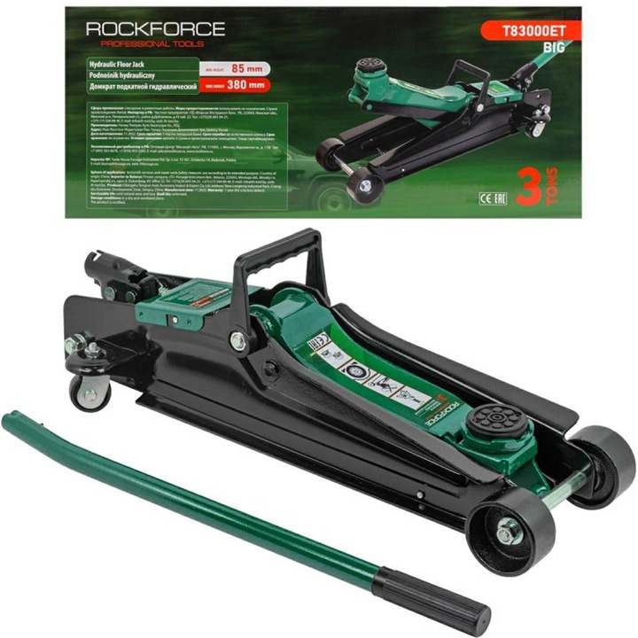 Хидравличен крик, Forsage, Frog, 3 t, Височина на повдигане 85-380 mm
