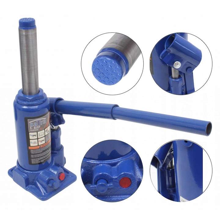 Hidraulikus emelő, Satra, 3t, Állítható magasság 158-278 mm, Dugattyú 23 mm, Teherautókhoz, Két fogantyús készlet