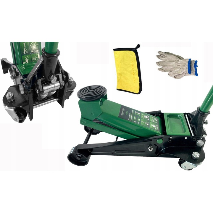 Хидравличен крик, Forsage, 3 t, Нисък профил, Гумено покритие, Комплект от 3 части