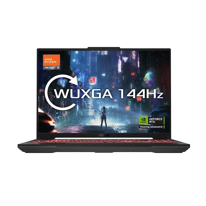 ASUS TUF A16 FA607NU-R5085W Játékos Laptop Ryzen 5, 16GB, 512GB SSD, GeForce RTX 4050, Mecha szürke, 16" FHD+ 144Hz