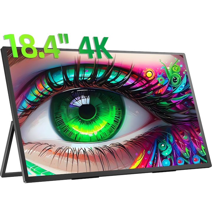 Монитор Uperfect, 18.4", преносим, 4K 3840x2160, 100% sRGB, 5ms, черен, VESA 75x75mm