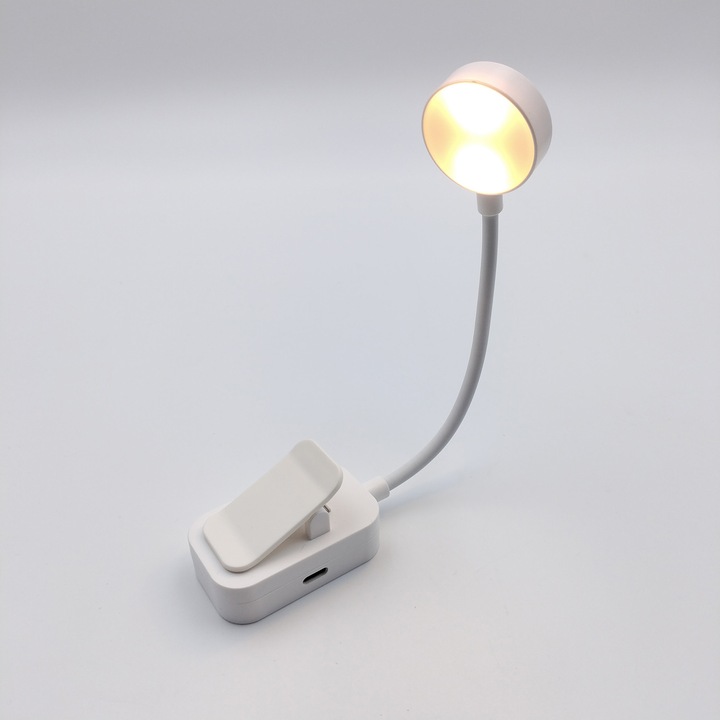 Mini lampa de birou, conexiune USB, perfecta pentru birou, alba