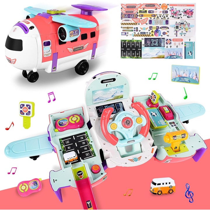 Jucarie multifunctionala simulator de zbor si condus XGETOP®, efecte sonore, stimuleaza imaginatia si creativitatea, accesorii incluse, +3 ani