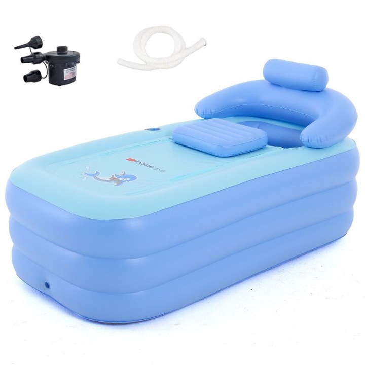 Cada gonflabila, Colapsible Ice Bath Tub, Tub portabil pliabil cu pompa de aer electrica, 160*84*75cm