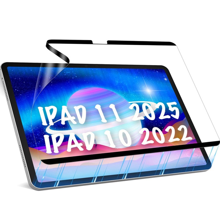 Магнитно защитно фолио с хартиена текстура за iPad 11 2025, iPad 10 2022, 10.9", с чантичка за съхранение, свалящо се, многократно използваемо, лесно за употреба, идеално за бележки, рисуване, изкуство