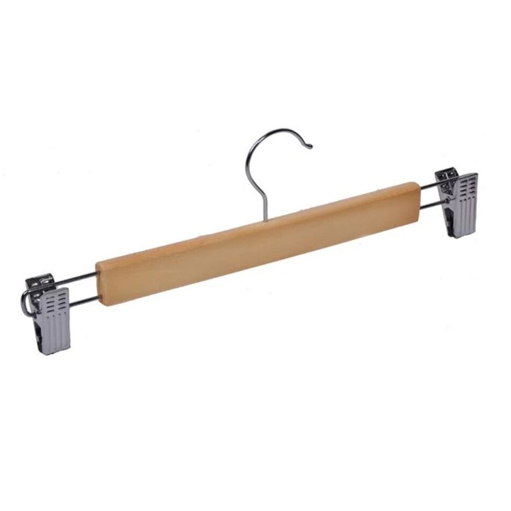 Umeras pentru fusta/pantalon, cu clipsuri de prindere, lemn/metal, 32cm