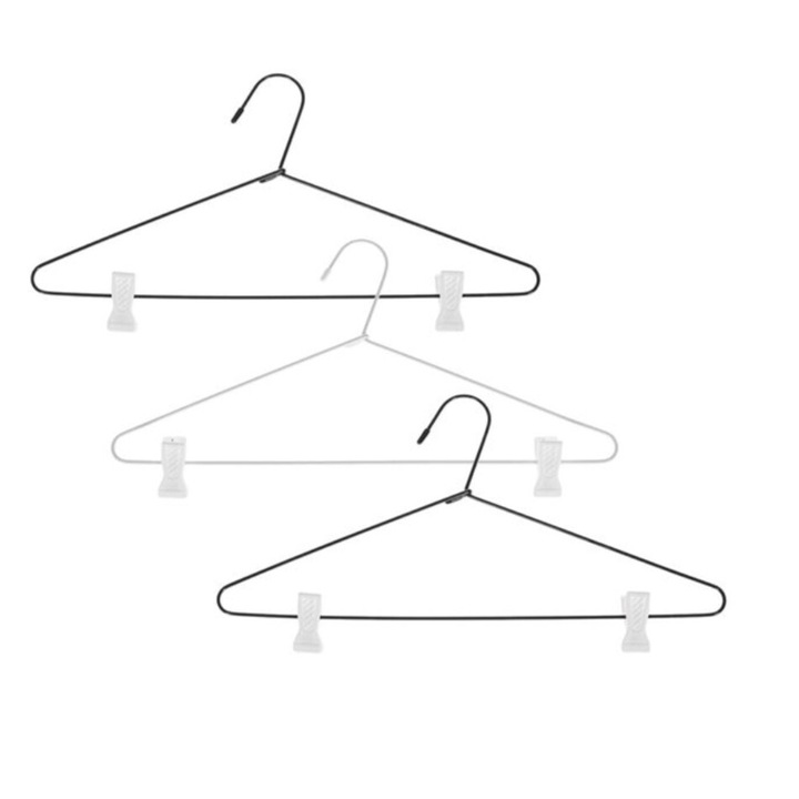 Umerase metalice cu clips, negru/alb, 3 bucati, 40.5x19.5cm