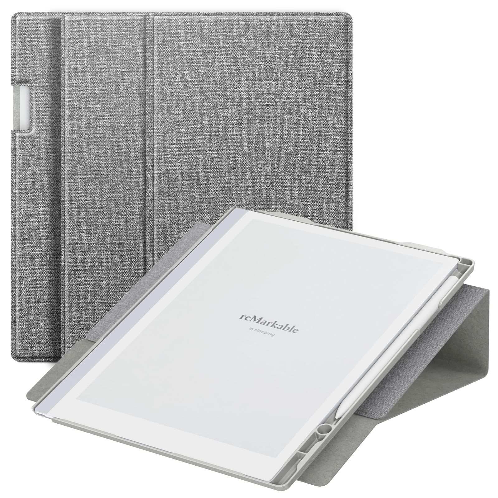 Husa pentru tableta reMarkable 2, permite rotatie completa 360 grade, cu suport pentru stilou, inchidere magnetica, 10.3 inch, gri