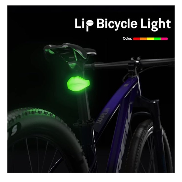 Lumina Stop Bicicleta in Forma de Buza, USB Reincarcabila, Rezistenta la Apa si Vizibilitate de 180°, Verde