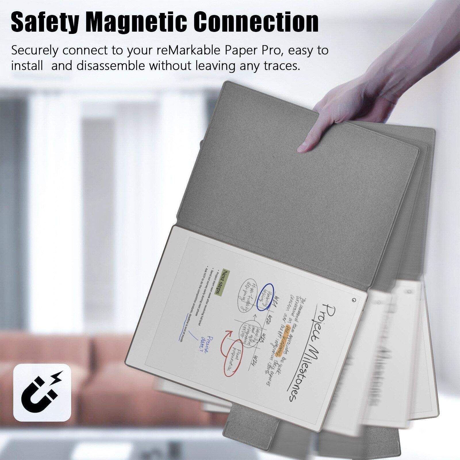 Husa tableta pentru Remarkable Paper Pro 11.8"(2024), ulta slim, design magnetic, usor, functie wake up - sleep, inchidere magnetica, waterproof, anti zgarieturi, anti pete, gri