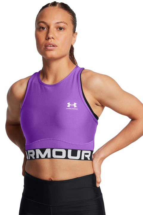 Under Armour, Top crop cu banda logo pentru fitness, Violet