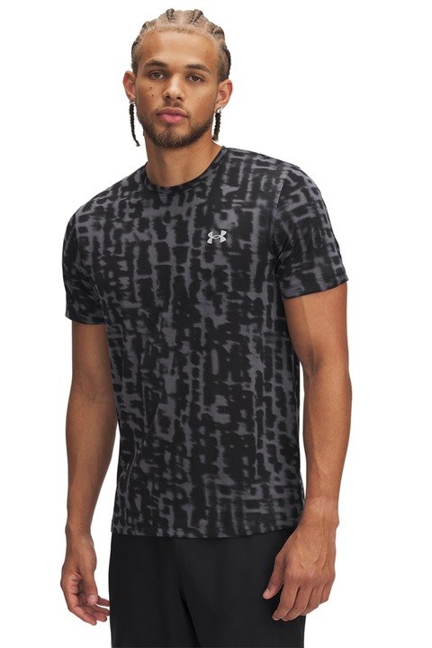 Under Armour, Tricou cu detalii reflectorizante pentru alergare Launch, Negru/Gri inchis
