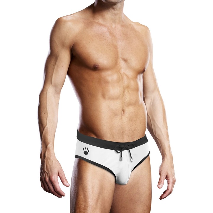 Pantaloni de baie Prowler, model Swim Briefs, alb, L, rezistenti la clor si UV, material elastic