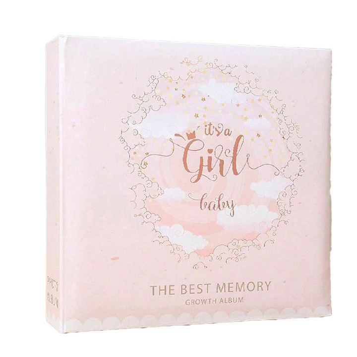 Бебешки албум за спомени с надписи, Sweet Pink, 200 снимки, 22,5x22x5,5 см, Запази първите мигове