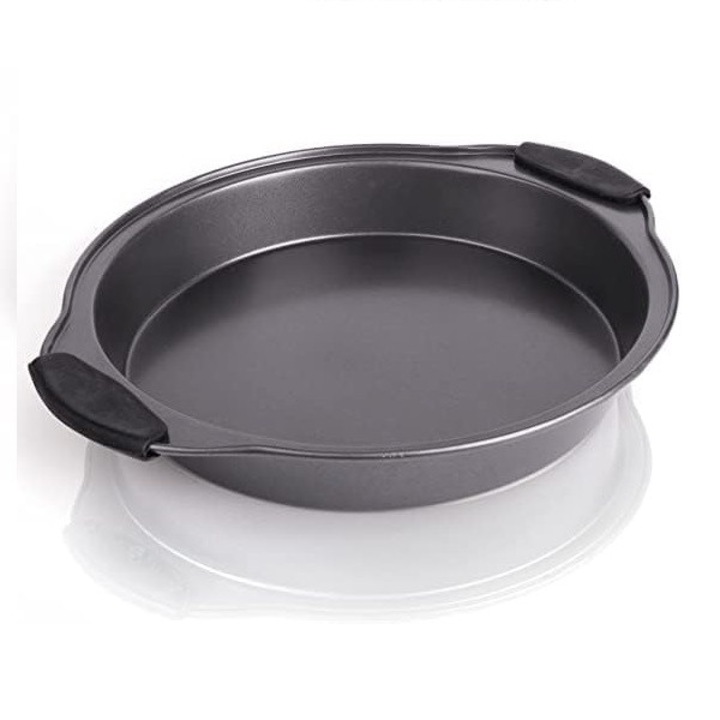 Квадратна тава за печене, Незалепваща тава за торта от въглеродна стомана, Устойчива на топлина до 230°C, Подвижни силиконови дръжки, Идеална за печене на хляб, торти