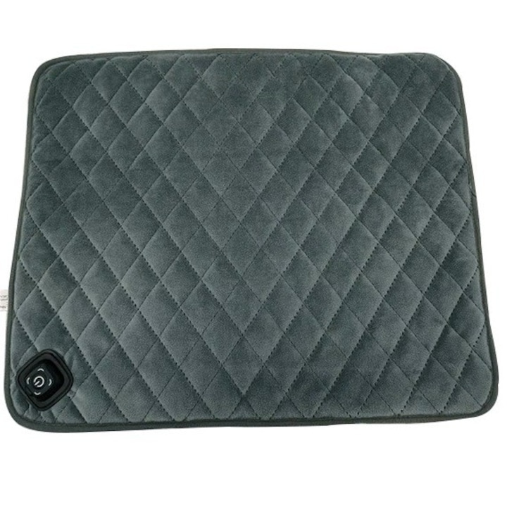 Perna electrică gri, multifuncțională cu încărcare USB, 10W, 48x48x1.5cm