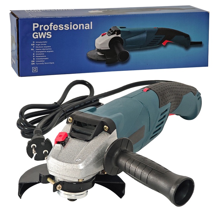 Polizor unghiular electric, 1600 W, 125 mm, 10.000 rpm, Coada lunga + Variator 6 trepte