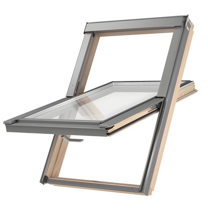 Fereastra mansarda DEPOSKY TRIO GLASS, 55 x 78 cm, doua sticle, lemn, maner jos