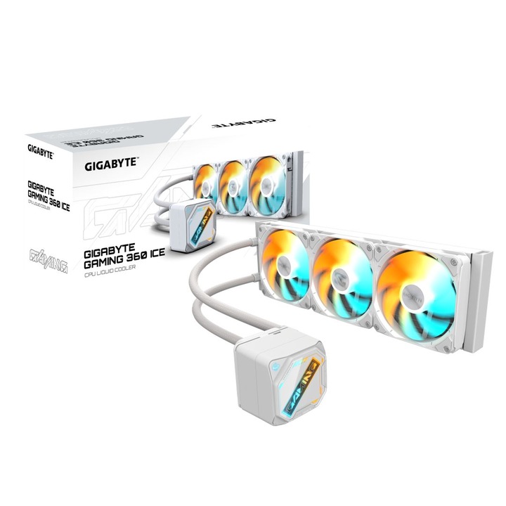Cooler CPU Gigabyte GME 360I Ice Gaming, 3 ventilatoare 12cm, RGB, lichid, AM4/AM5/LGA