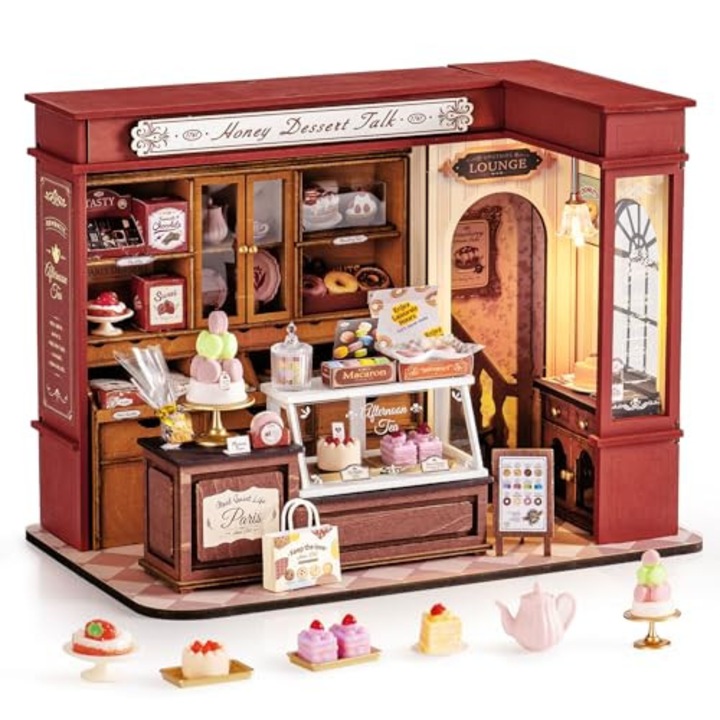 Rolife Miniatűr babaház barkács készlet, mézes desszertek téma, méretek 23x13.5x17.5cm