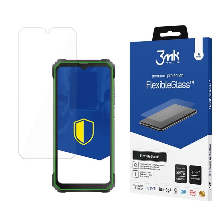 Folie protectie telefon 3MK FlexibleGlass, rezistenta la zgarieturi, neagra, pentru Blackview Bl8800 Pro