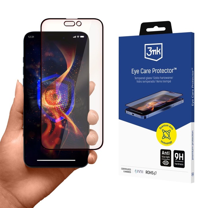 3MK Eye Care Protector Филтър за синя светлина Стъклен протектор за екран Apple iPhone 15 Plus/16 Plus W-3EyCaProt-Ip1516p