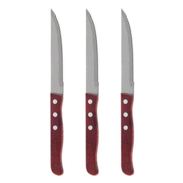 Set 3 cutite cu maner de lemn, 22.5 x 1.8 cm