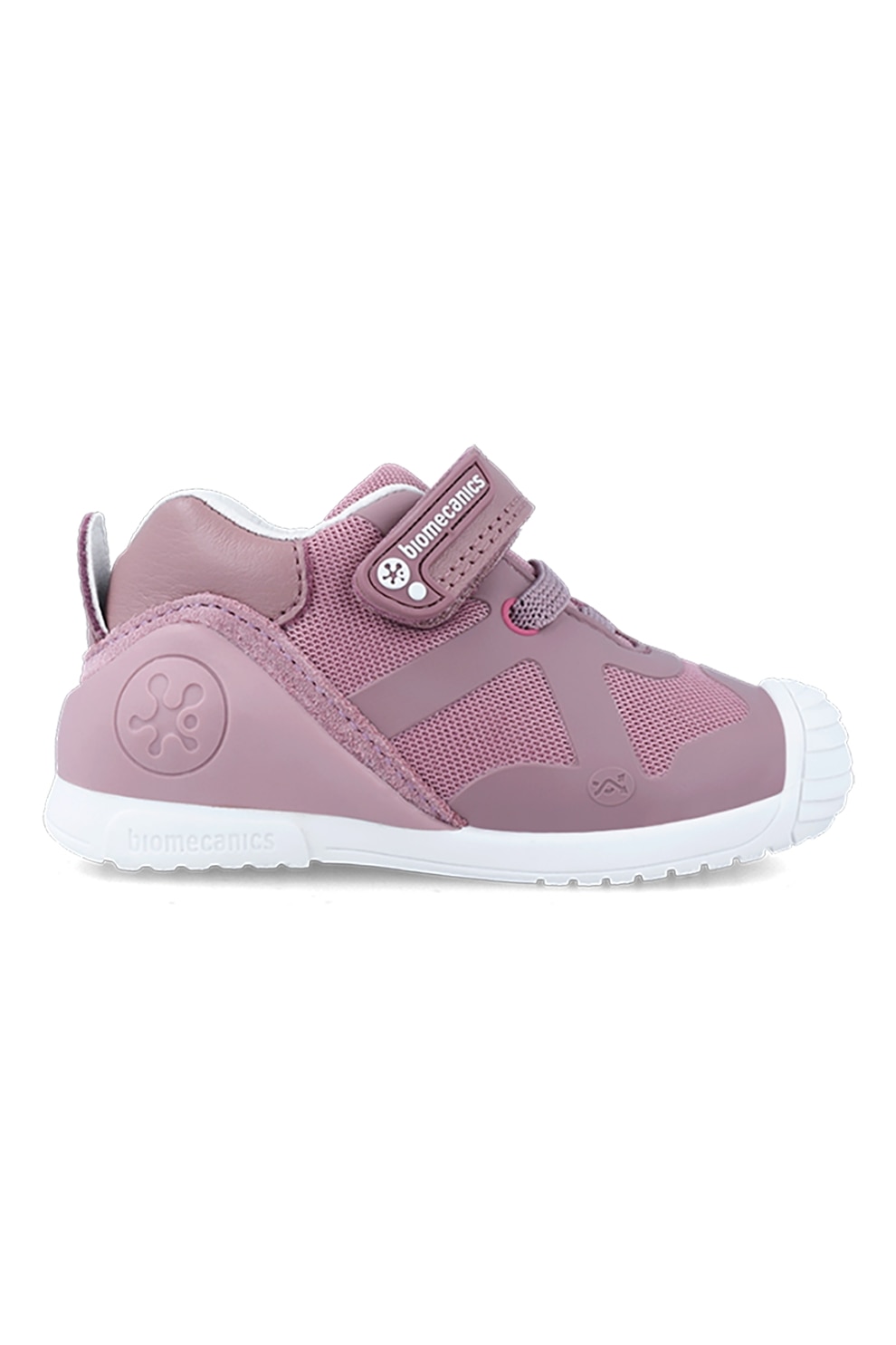 Biomecanics, Pantofi sport cu talpa wedge si inchidere velcro, Alb, Lila, 22 EU