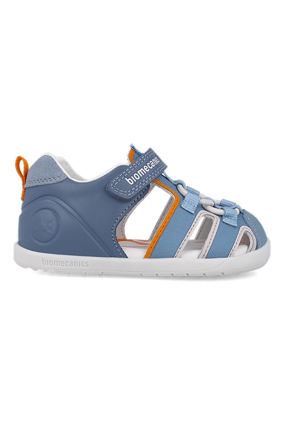 Biomecanics, Sandale cu inchidere velcro si garnituri din material textil, Albastru prafuit, 19 EU