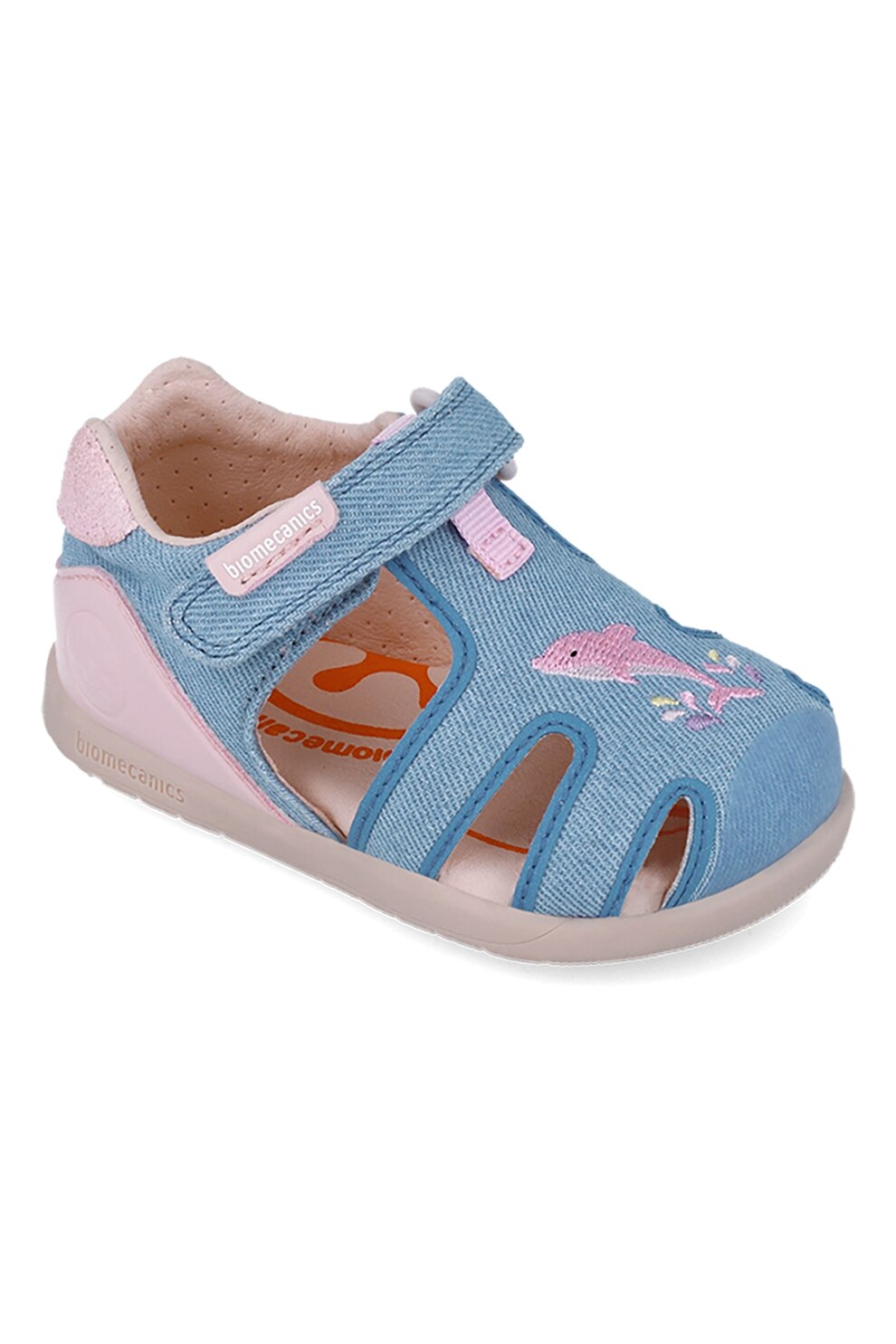 Biomecanics, Sandale din material textil cu inchidere velcro, Roz