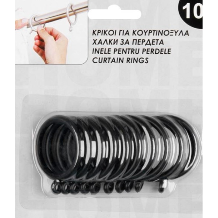 Inele din Plastic Negru pentru Galerie Perdea 3.2cm - 10buc
