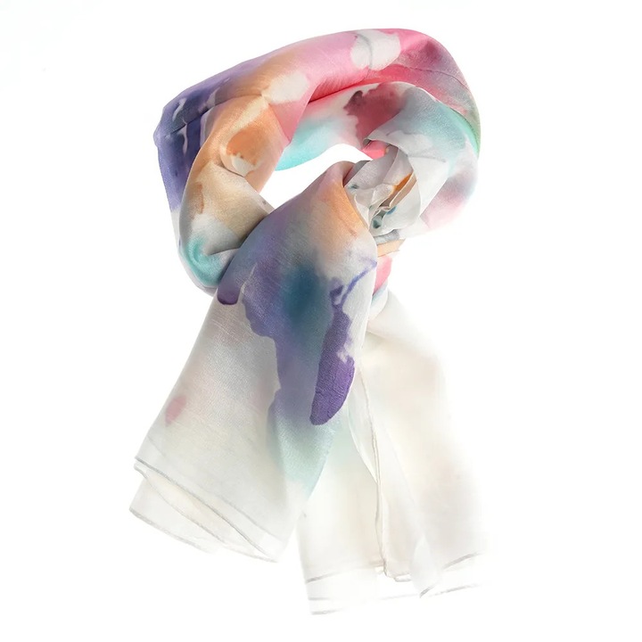 Esarfa de matase in nuante multicolore 100 x 100 cm, Meli Melo Paris