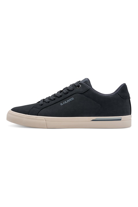 s.Oliver, Pantofi sport low-cut din piele ecologica, Albastru inchis