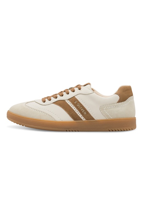 s.Oliver, Cipő kontrasztos részletekkel, Karamellbarna, Krémszín, 38