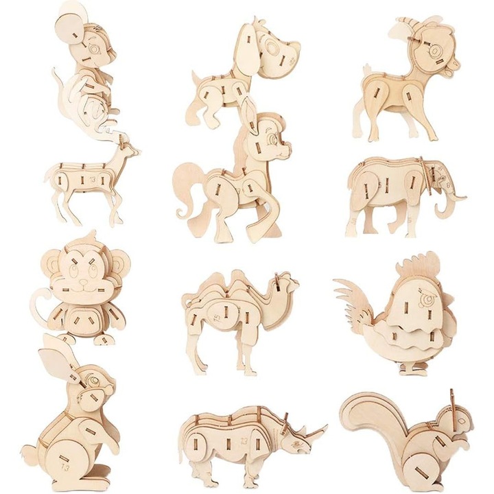 3D-s fa állat puzzle modell készlet gyerekjátékok $ Puzzle Építs 3D-s puzzle-t Oktatási kézművesség DIY építőmérnöki $ Korai oktatási oktatójátékok gyerekeknek