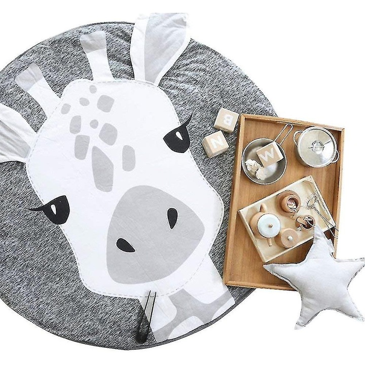 Covor de joaca rotund pentru bebelusi HERUSI girafa 90cm bumbac