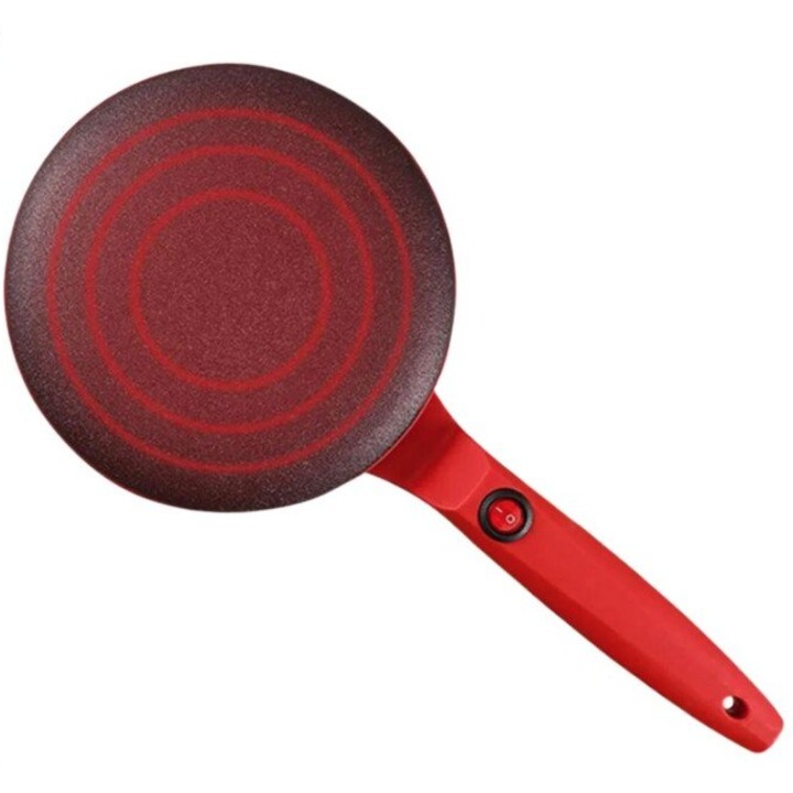 Elektromos palacsintasütő 20 cm, piros
