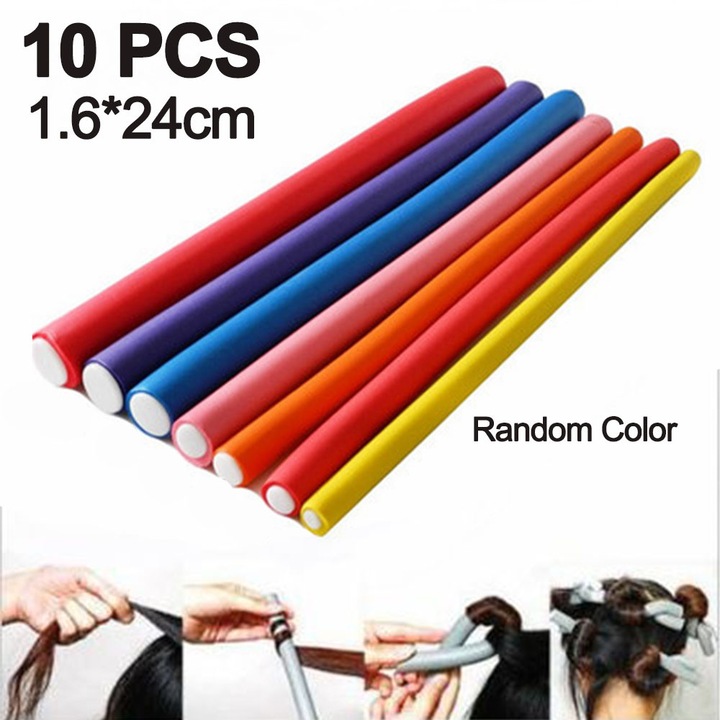 Hajcsavaró rudak. Spirál hajcsavaró rudak. Puha hajcsavaró görgők, 24 cm hosszúság. Hajcsavarók (10 rúd)