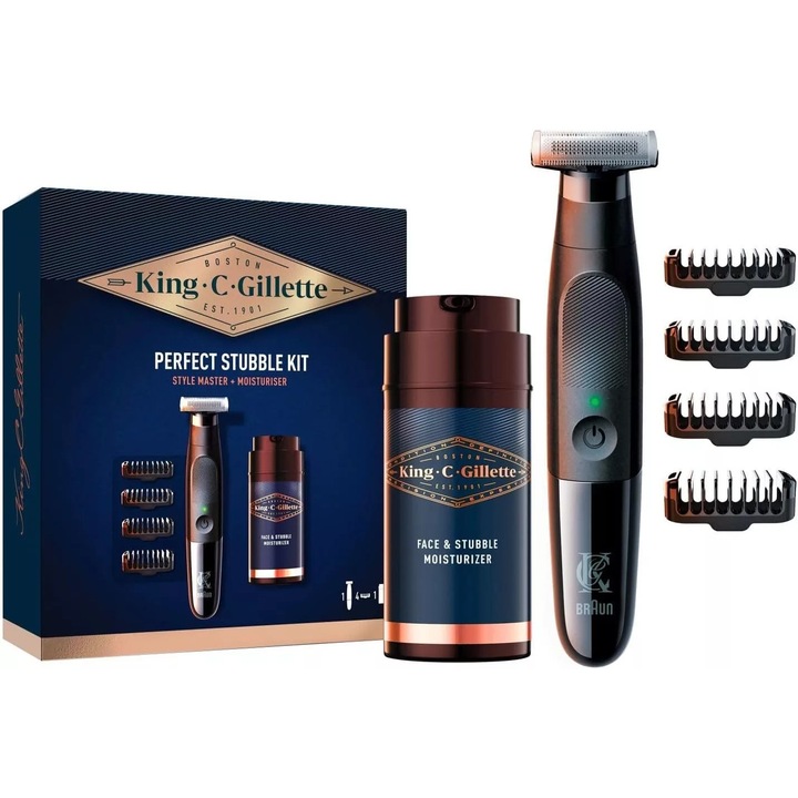 King C. Gillette hajformázó készlet: Trimmer Style Master + hidratáló lotion, 100 ml