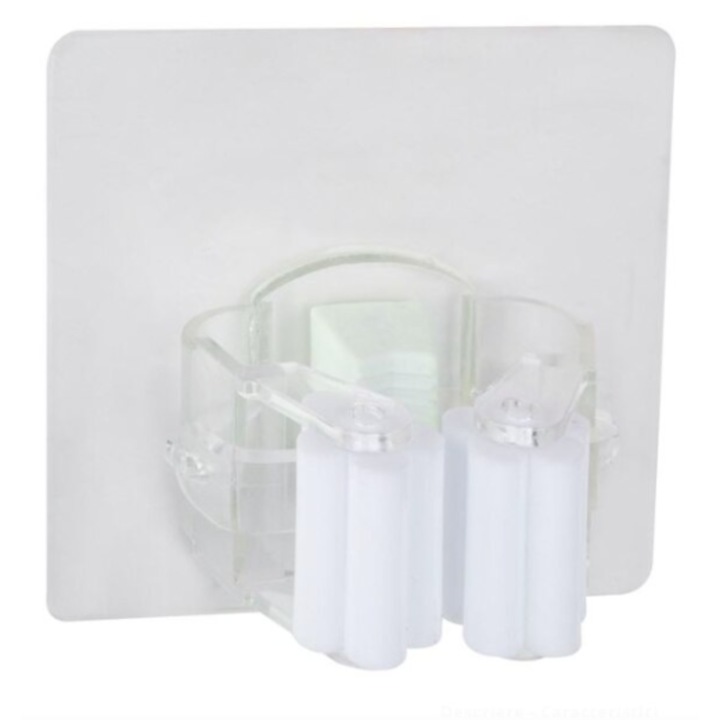 Öntapadó horog, seprű/felmosó akasztáshoz, maximális súly 3 kg, átlátszó