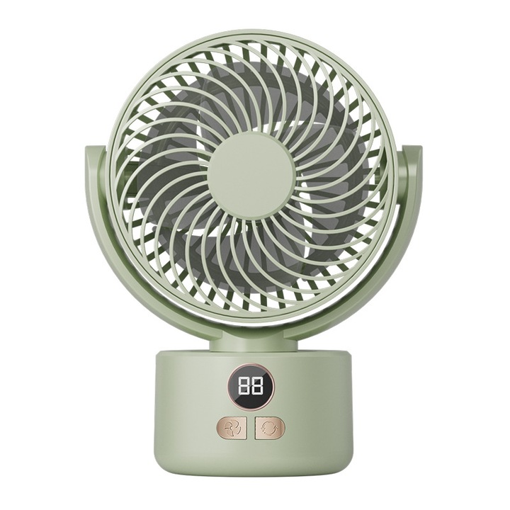 Mini elektromos asztali ventilátor USB töltés, Akkumulátor élettartama 3-13 óra, állítható, Friss zöld