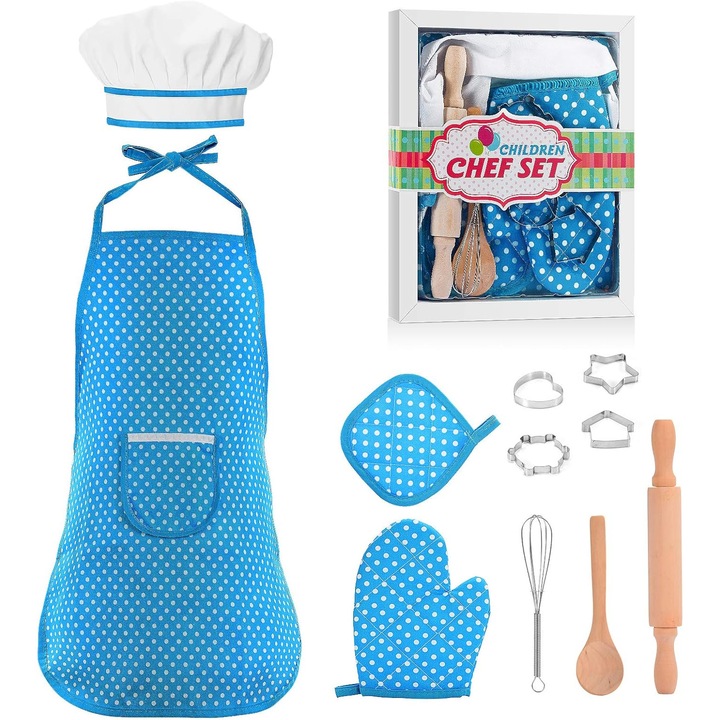 Ajándékok fiúknak 3-6 éves korig, főző- és sütőkészlet Séf készlet fiúknak Játékok fiúknak 3-6 éves korig Lányok Főzőjátékok gyerekeknek 3-6 éves korig Sütési szerepjáték gyerekeknek Sütő készlet Születésnapi ajándékok-kék