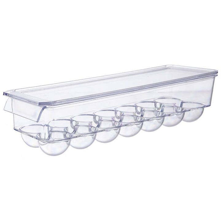 Recipient Pentru Oua, Orion, 36 x 10.5 x 8.5 cm, Fabricat Din Material Transparent, Reutilizabil, Protejeaza Ouale De Deteriorare, Usor De Curatat, 14 Oua, Transparent